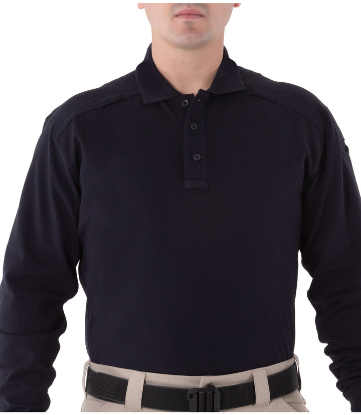 Men's Cotton Long Sleeve Polo – Midnight Navy