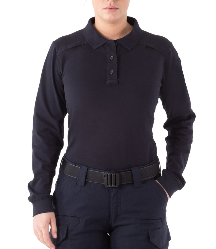 Women's Cotton Long Sleeve Polo – Midnight Navy