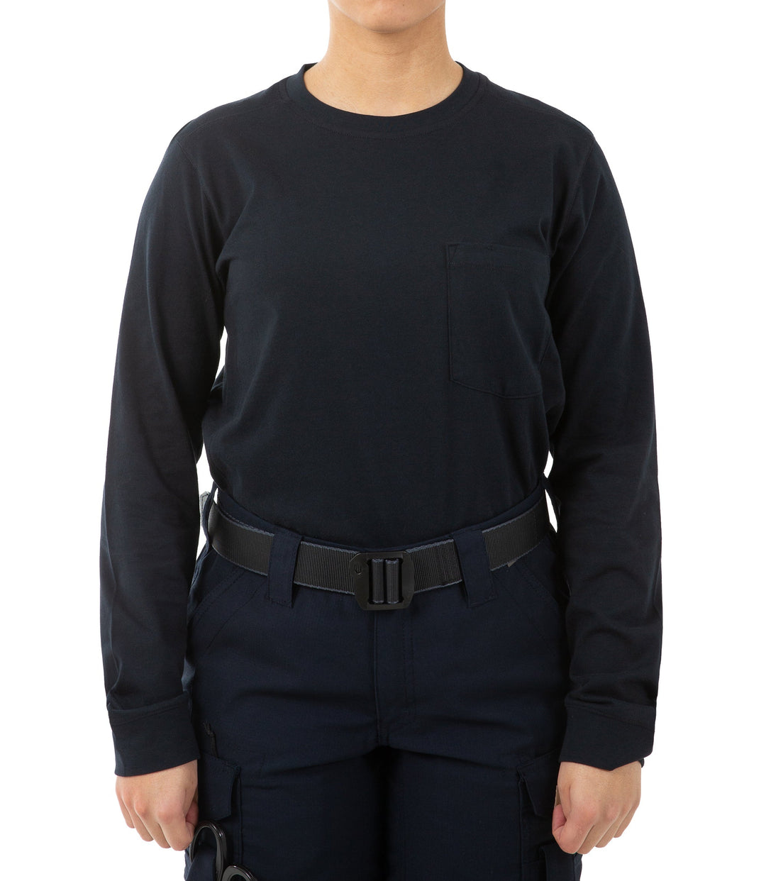 Women's Tactix Cotton Long Sleeve T-Shirt with Chest Pocket – Midnight Navy