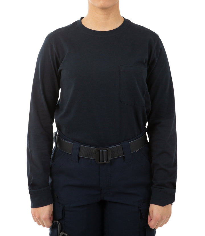 Women's Tactix Cotton Long Sleeve T-Shirt with Chest Pocket – Midnight Navy